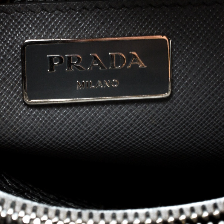 Pre Owned Prada Grey Saffiano Leather Open Promenade Top Handle Bag