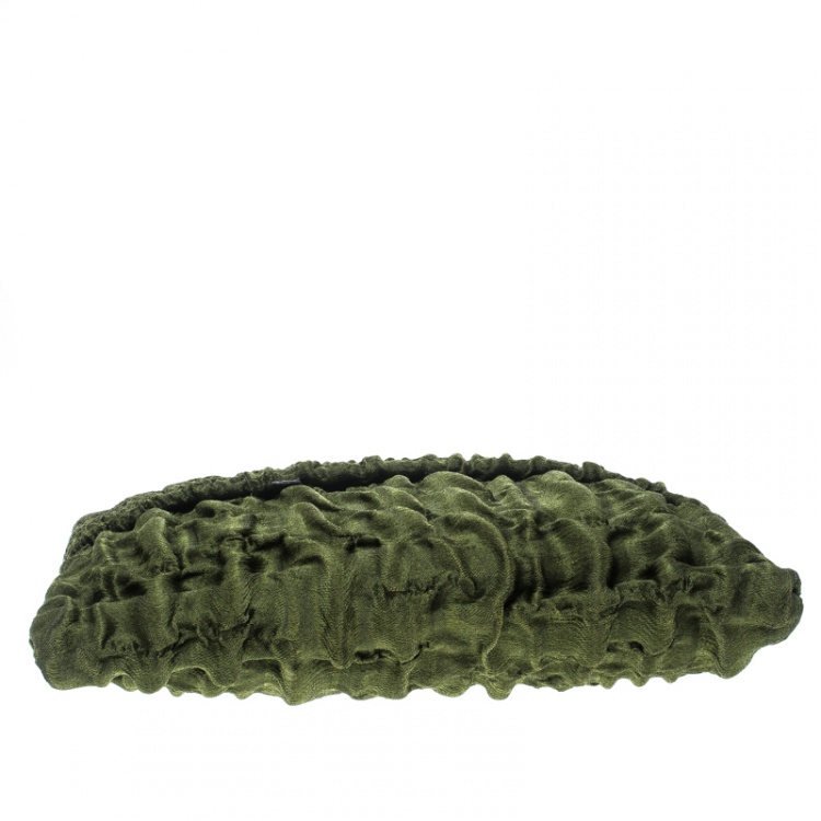 Pre Owned Prada Green Cloquet Fabric Folders Clutch