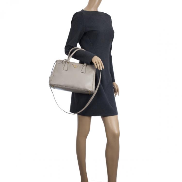 Pre Owned Prada Grey Pomice Mini Saffiano Lux Tote