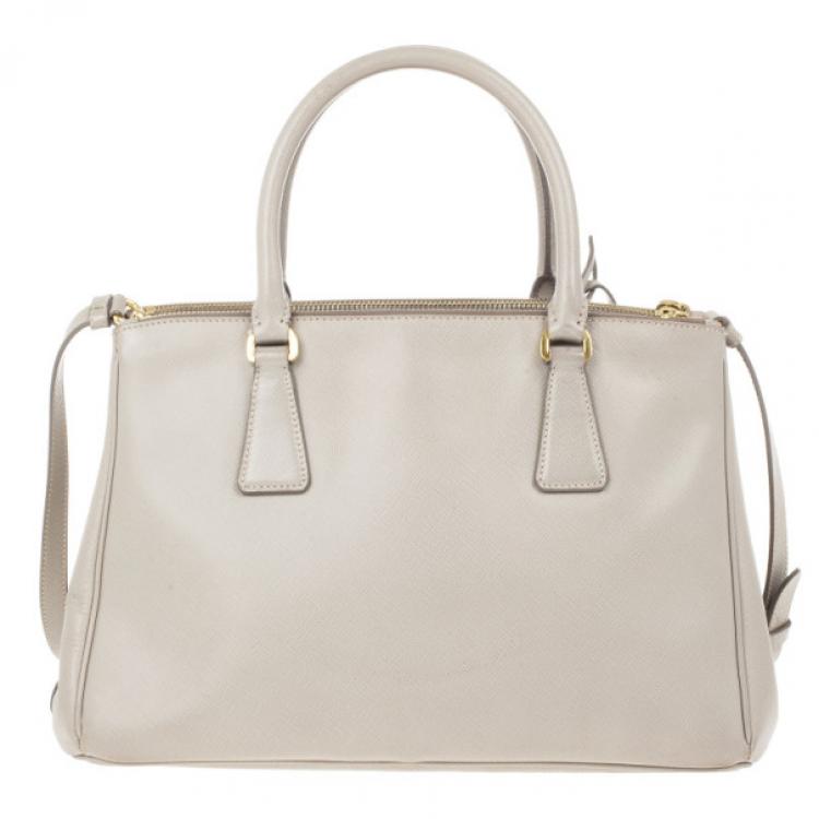 Pre Owned Prada Grey Pomice Mini Saffiano Lux Tote