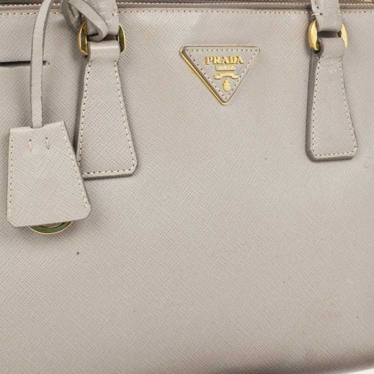 Pre Owned Prada Grey Pomice Mini Saffiano Lux Tote