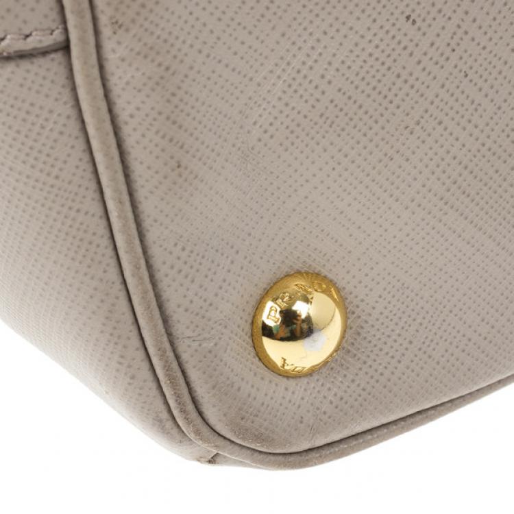 Pre Owned Prada Grey Pomice Mini Saffiano Lux Tote