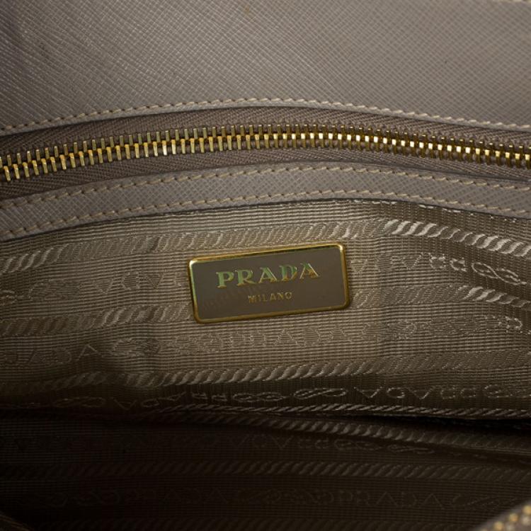 Pre Owned Prada Grey Pomice Mini Saffiano Lux Tote