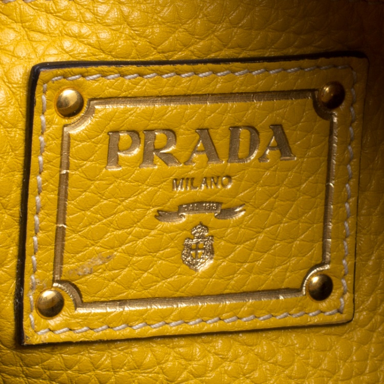 Pre Owned Prada Yellow Vitello Diano Leather Hobo