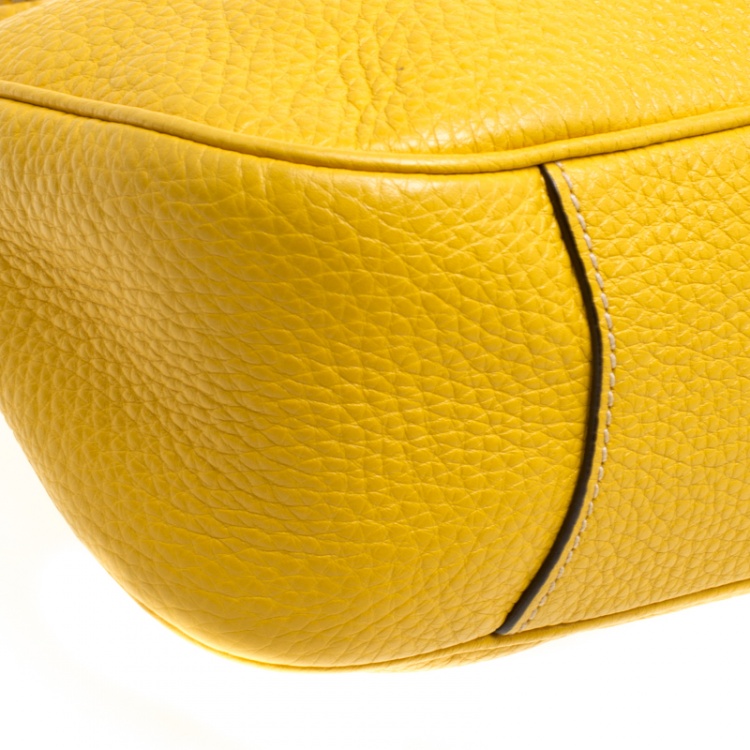 Pre Owned Prada Yellow Vitello Diano Leather Hobo