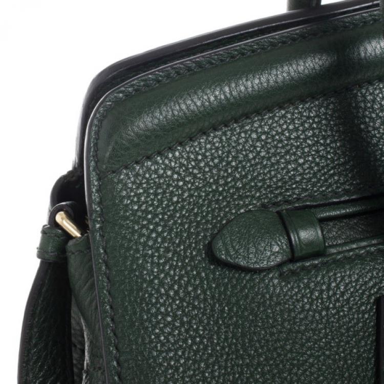 Pre Owned Prada Forest Green Vitello Daino Leather Tote Bag