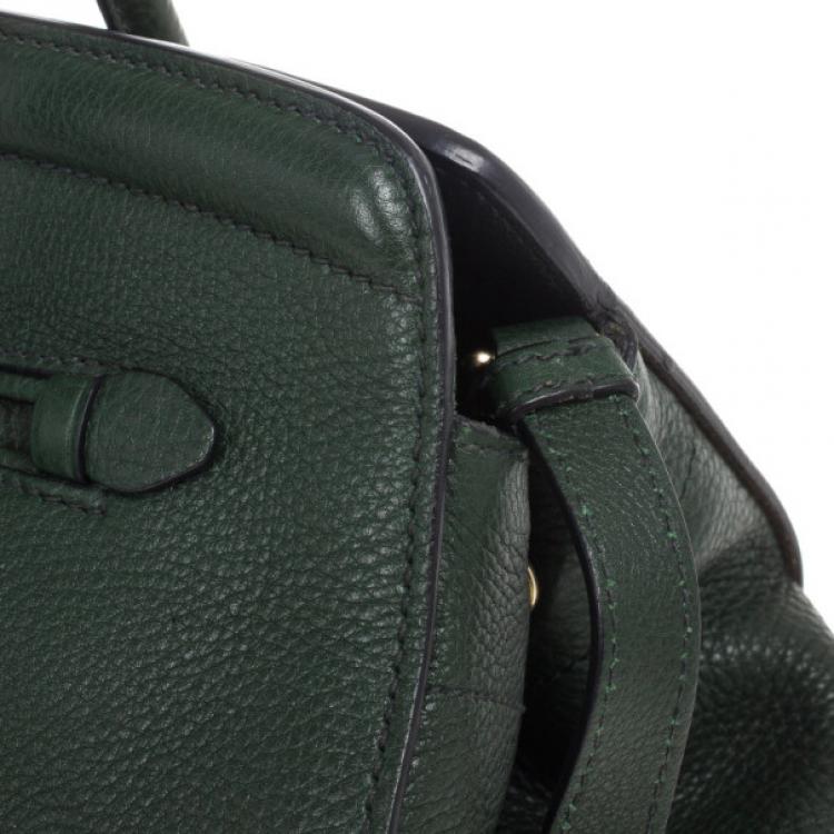 Pre Owned Prada Forest Green Vitello Daino Leather Tote Bag