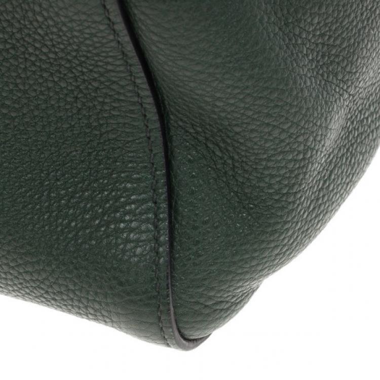 Pre Owned Prada Forest Green Vitello Daino Leather Tote Bag