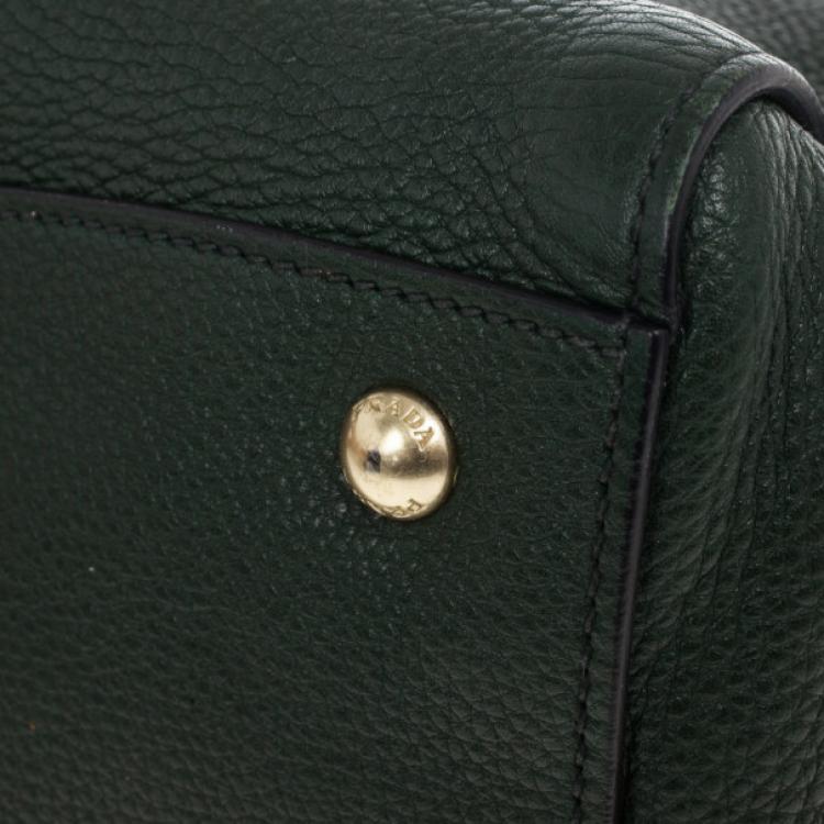 Pre Owned Prada Forest Green Vitello Daino Leather Tote Bag