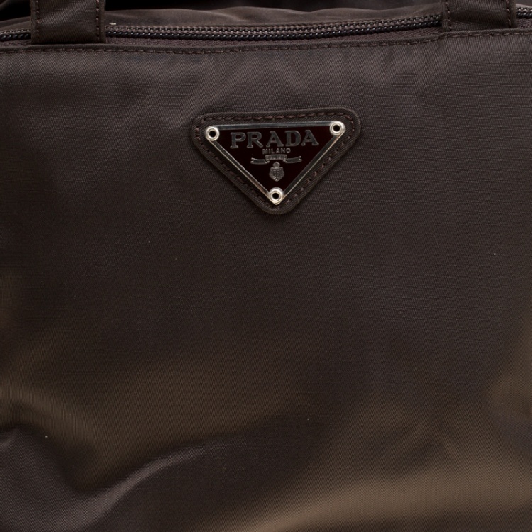 Pre Owned Prada Brown Nylon Camera Satchel