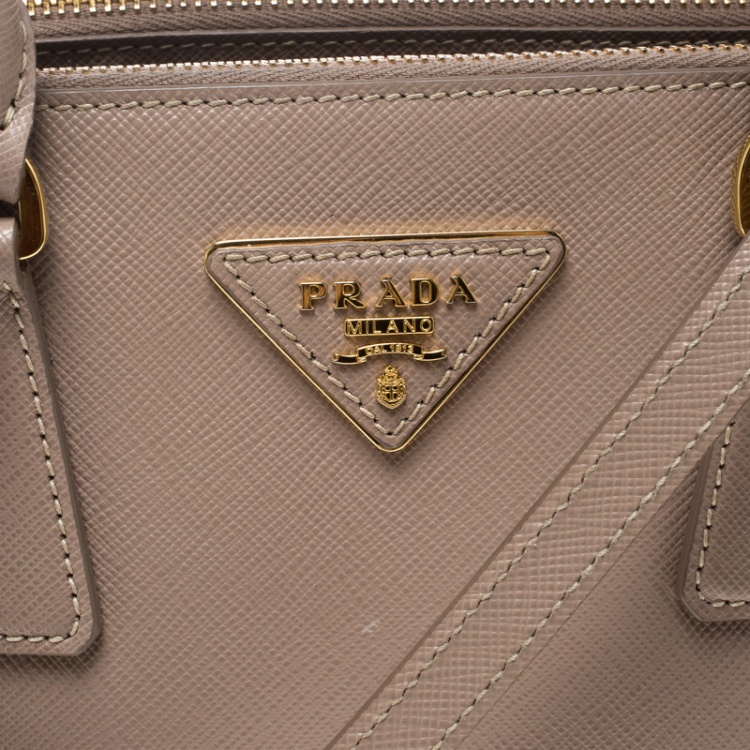 Pre Owned Prada Blush Pink Saffiano Lux Leather Mini Double Zip Top Handle Bag