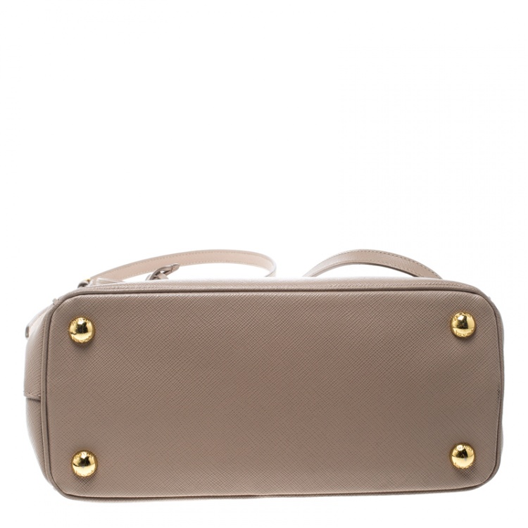 Pre Owned Prada Blush Pink Saffiano Lux Leather Mini Double Zip Top Handle Bag