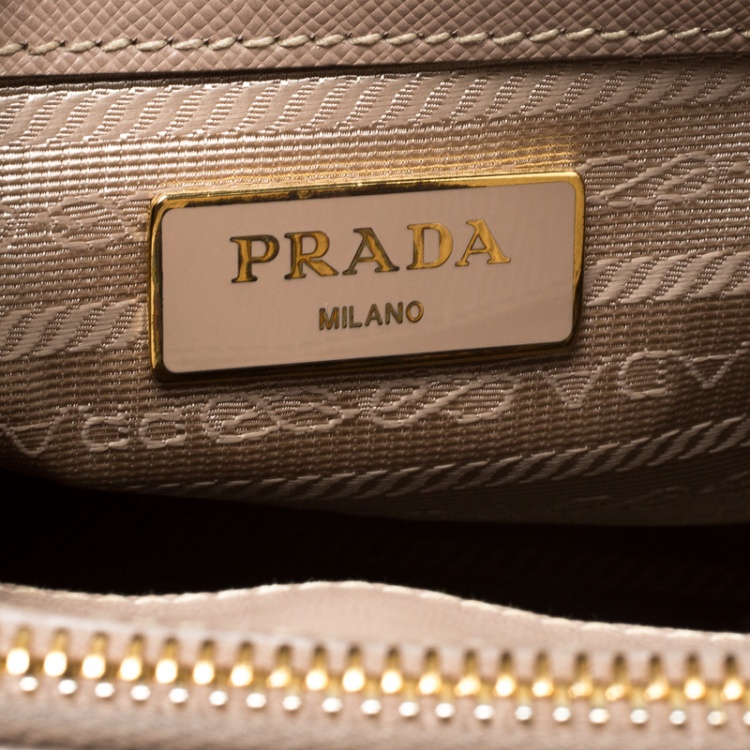 Pre Owned Prada Blush Pink Saffiano Lux Leather Mini Double Zip Top Handle Bag