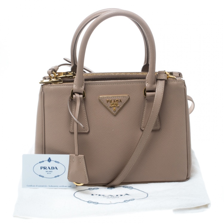 Pre Owned Prada Blush Pink Saffiano Lux Leather Mini Double Zip Top Handle Bag