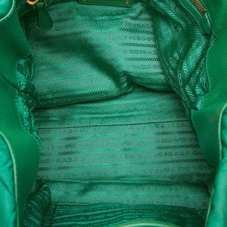 Pre Owned Prada Green Quilted Tessuto Nylon Shopper Tote
