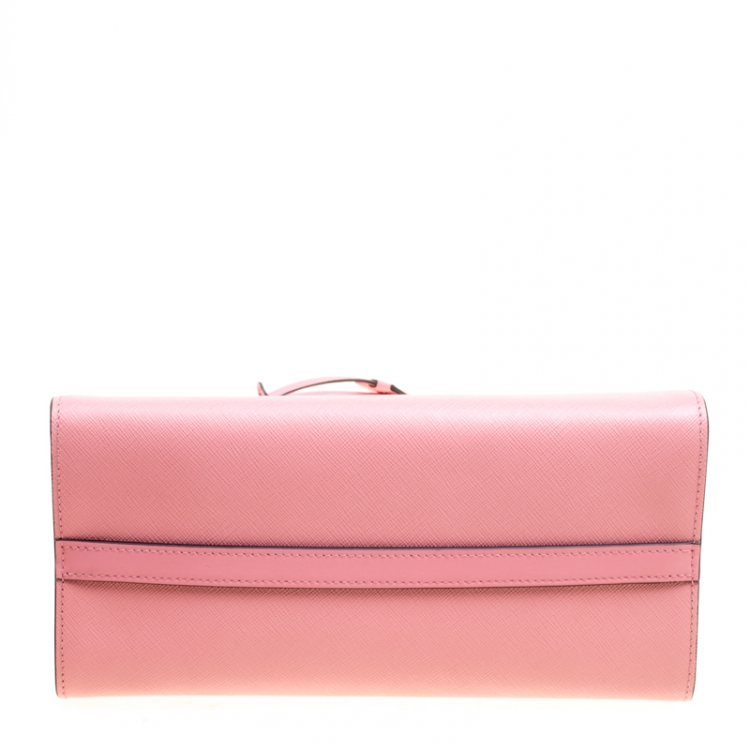 Pre Owned Prada Pink Saffiano Leather Top Handle Bag