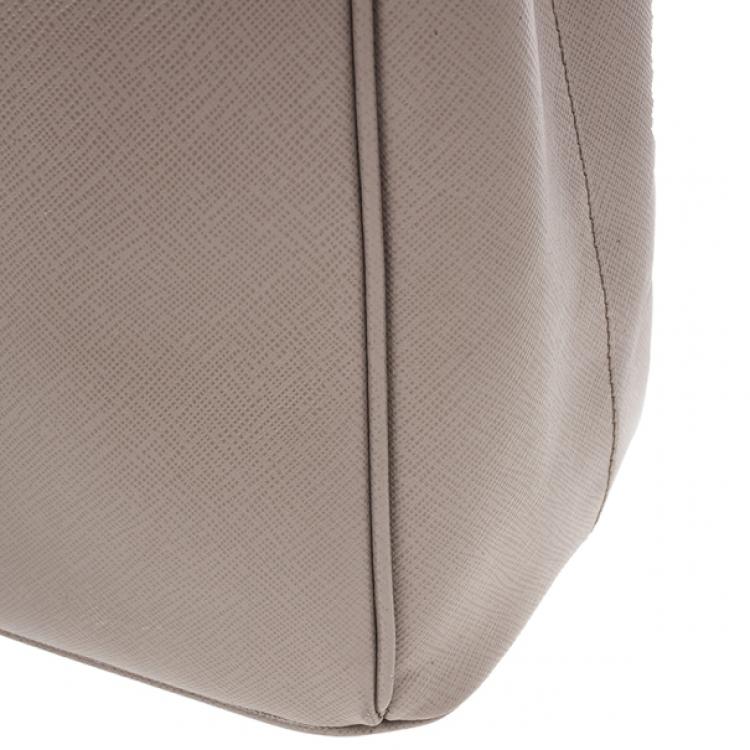 Pre Owned Prada Grey Argilla Saffiano Lux Double Zip Tote