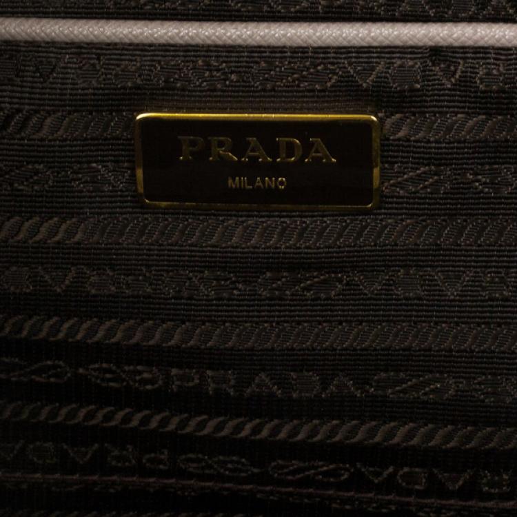 Pre Owned Prada Grey Argilla Saffiano Lux Double Zip Tote