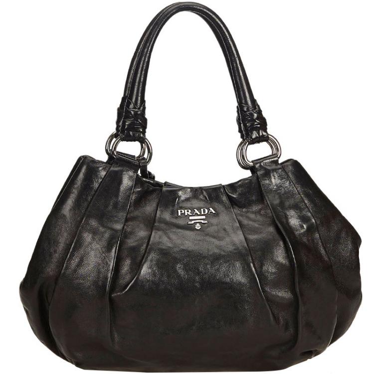 prada black leather hobo bag