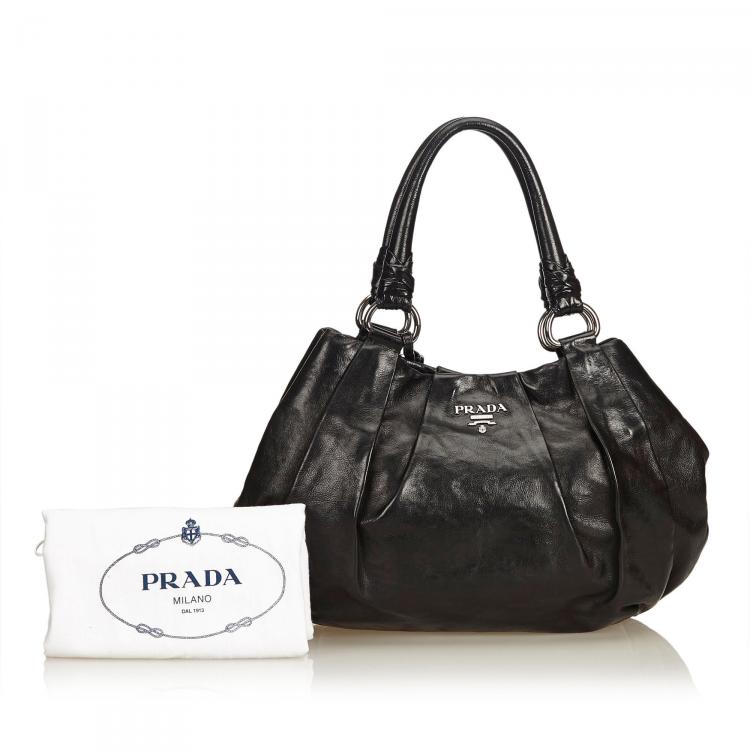 prada black leather hobo bag