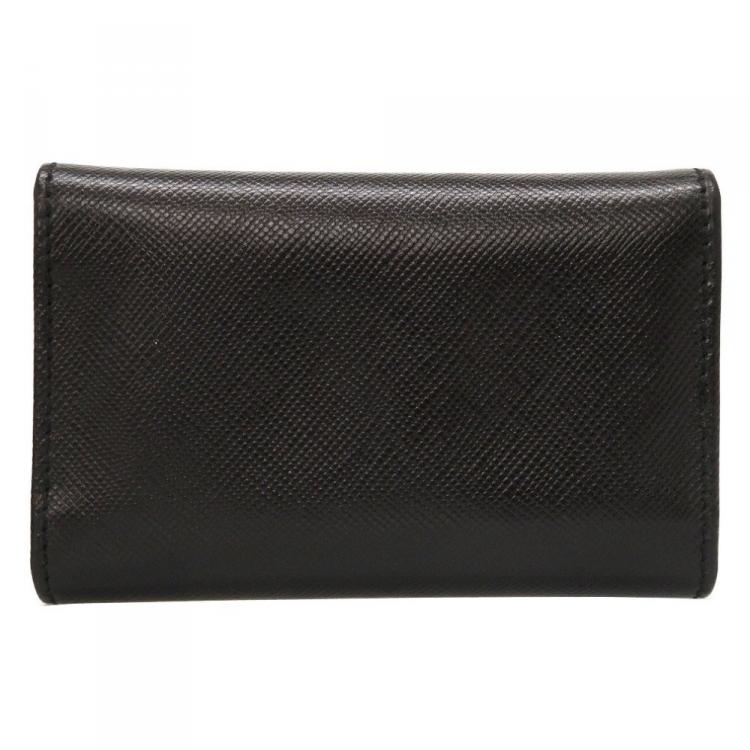 Pre Owned Prada Black Saffiano Leather Key Case Holder