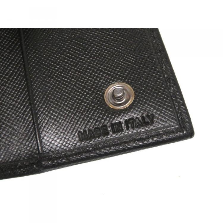 Pre Owned Prada Black Saffiano Leather Key Case Holder