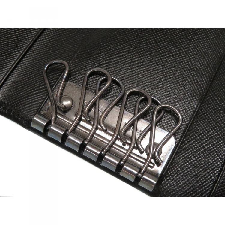Pre Owned Prada Black Saffiano Leather Key Case Holder
