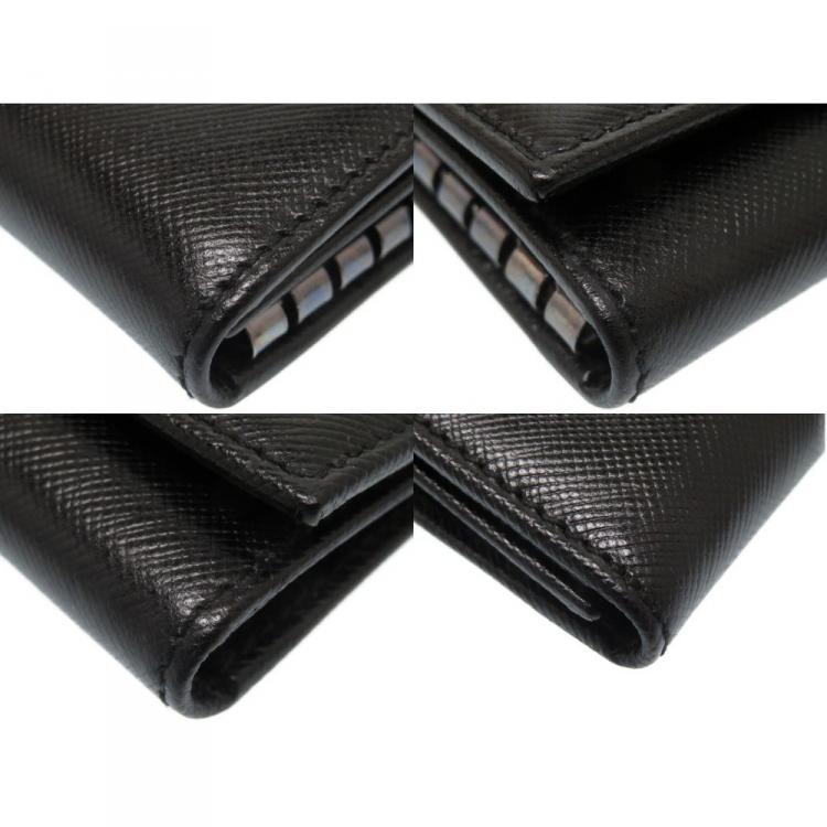 Pre Owned Prada Black Saffiano Leather Key Case Holder