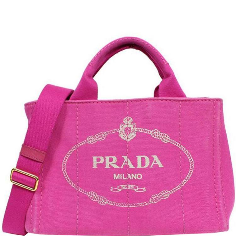 prada canvas tote bag pink