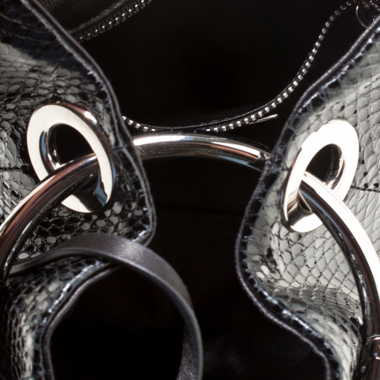 Pre Owned Prada Black Snake Skin Ring Pouch