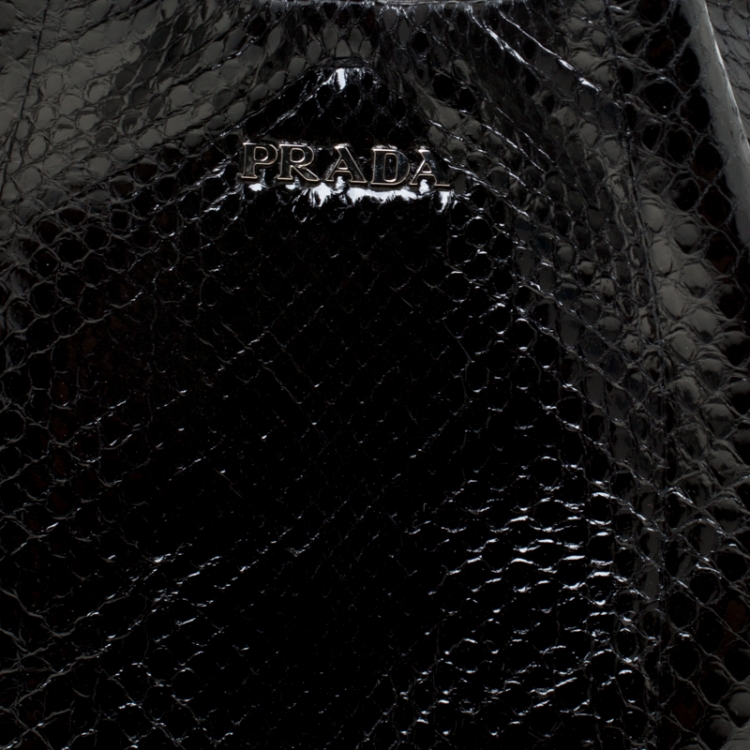 Pre Owned Prada Black Snake Skin Ring Pouch