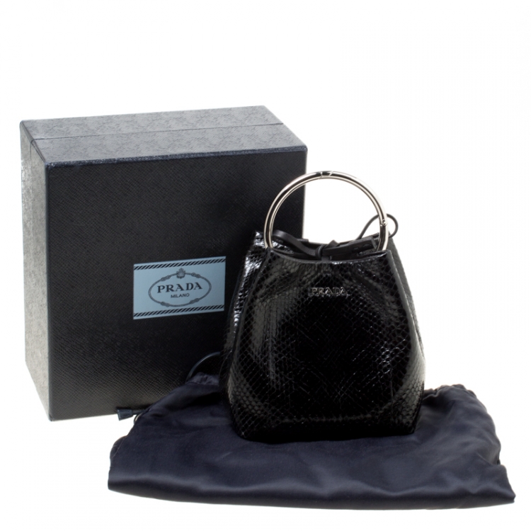 Pre Owned Prada Black Snake Skin Ring Pouch