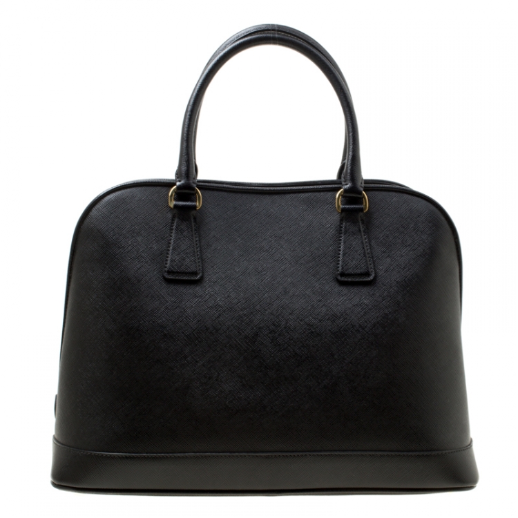 Pre Owned Prada Black Saffiano Lux Leather Open Promenade Top Handle Bag