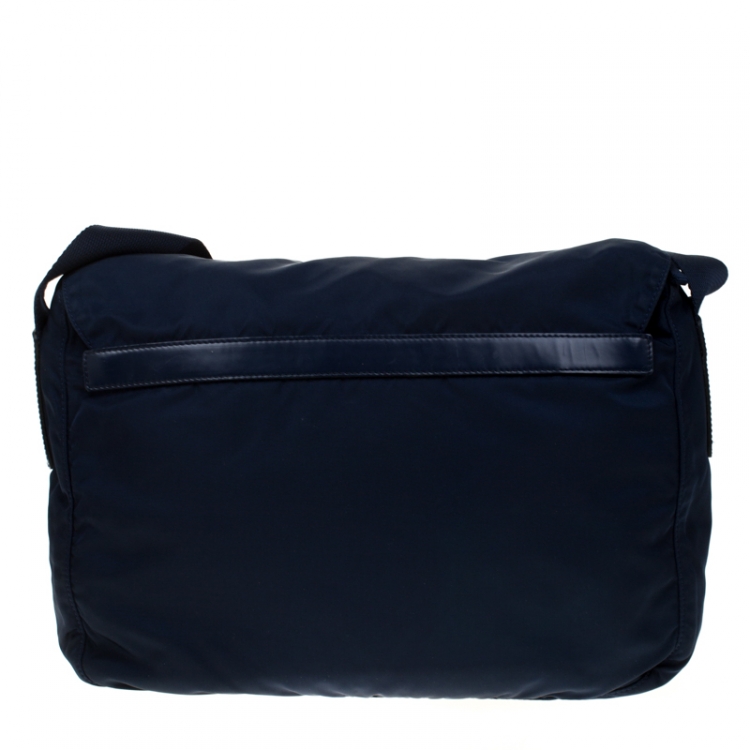 Pre Owned Prada Blue Nylon Messenger Bag
