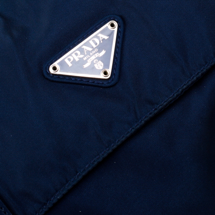 Pre Owned Prada Blue Nylon Messenger Bag