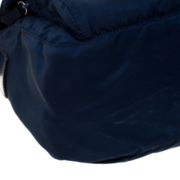 Pre Owned Prada Blue Nylon Messenger Bag