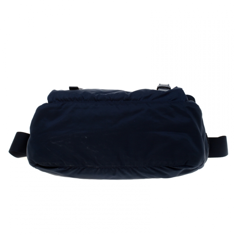 Pre Owned Prada Blue Nylon Messenger Bag