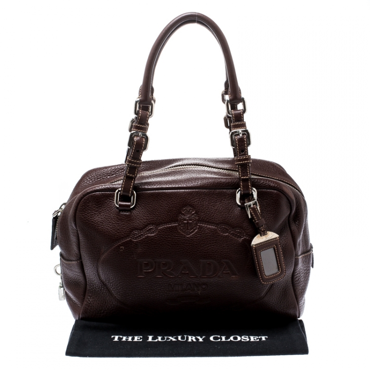 مملوكة مسبقًا Prada Brown Leather Bauletto Bag