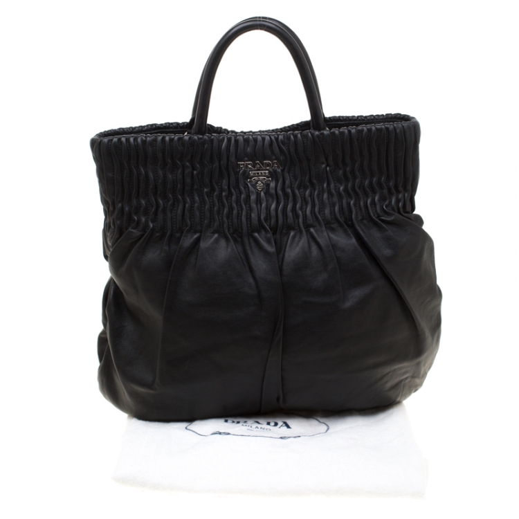 Pre Owned Prada Black Leather Hobo