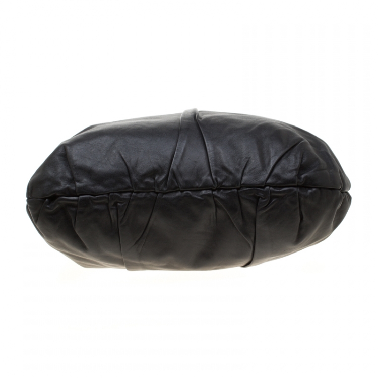 Pre Owned Prada Black Leather Hobo