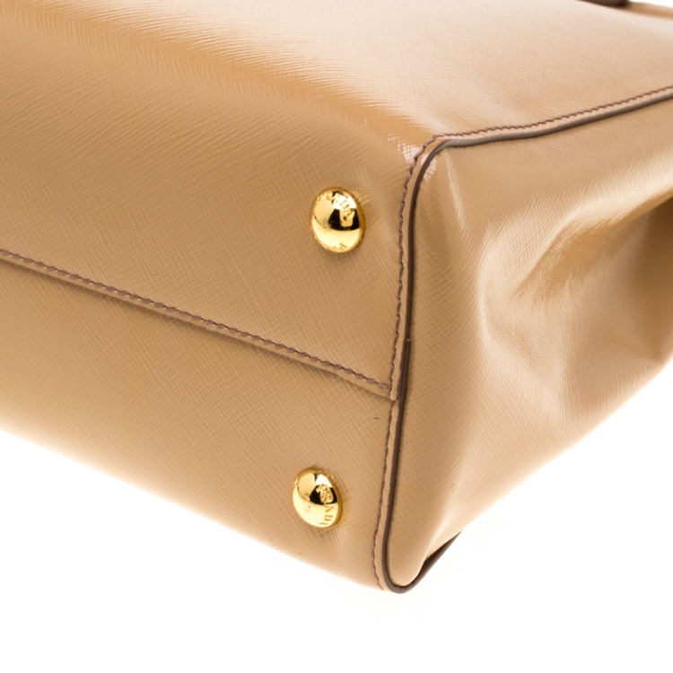 Pre Owned Prada Beige Saffiano Lux Leather Parabole Top Handle Bag