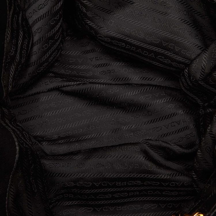 Pre Owned Prada Black Gathered Nylon Chain Tote Bag