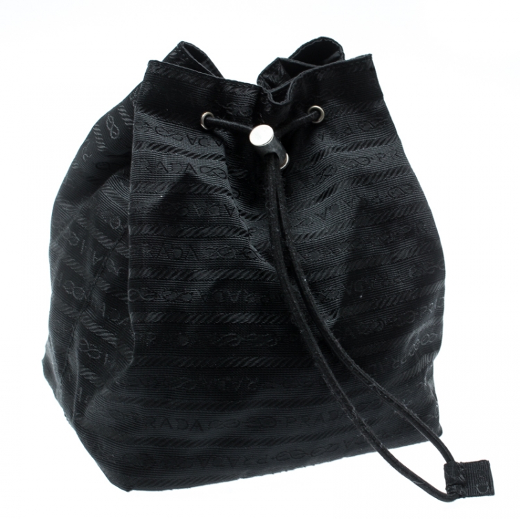 Pre Owned Prada Black Nylon Bucket Pouch