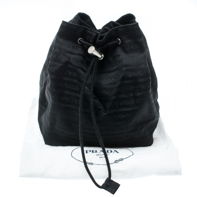 Pre Owned Prada Black Nylon Bucket Pouch