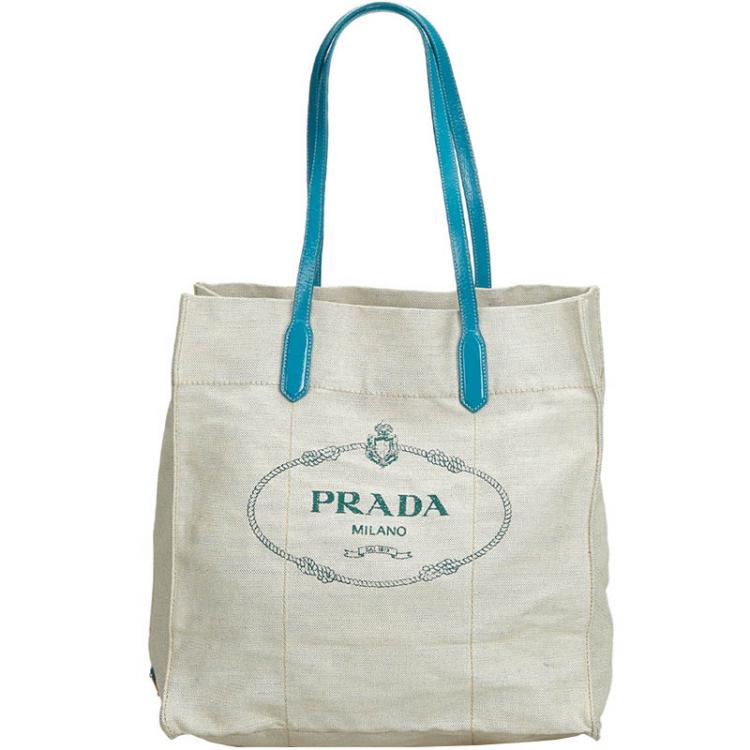 Prada white Canapa Canvas Tote Bag Prada | TLC