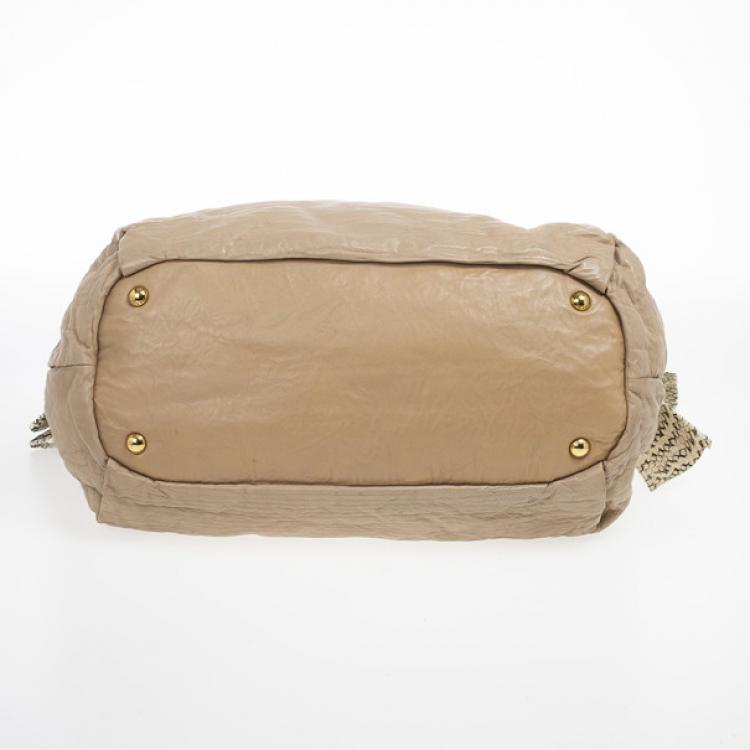 Pre Owned Prada Nappa Antique Snakeskin Hobo