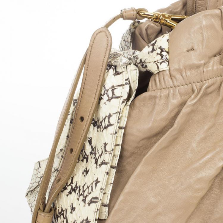 Pre Owned Prada Nappa Antique Snakeskin Hobo