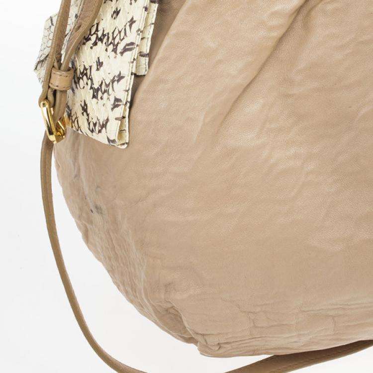 Pre Owned Prada Nappa Antique Snakeskin Hobo