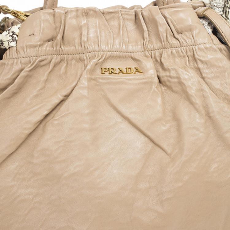 Pre Owned Prada Nappa Antique Snakeskin Hobo