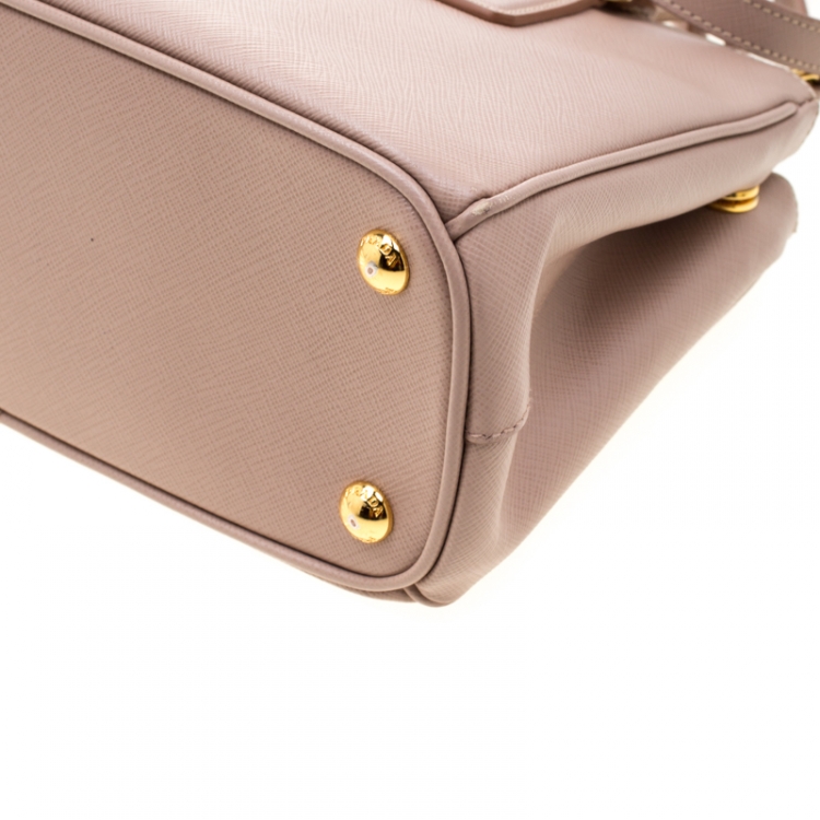 Pre Owned Prada Blush Pink Saffiano Lux Leather Mini Double Zip Top Handle Bag